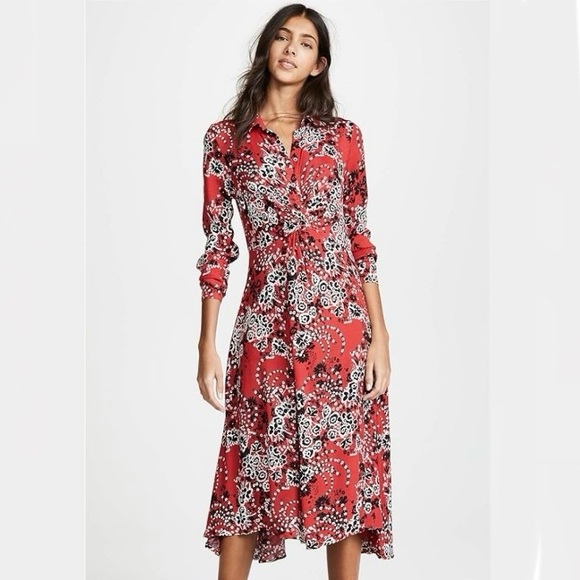 Free People Dresses & Skirts - Free People | Shirt Dress | Red printed | Tough Love | Maxi | Size 12 | Boho